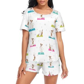 Pajamas for Women Set 2 Piece Short Sleeve Cute Dog Print Womens Pajama Sets Soft Sleepwear Pjs Set Cozy Loungewear in Saudi Arabia