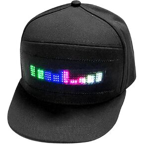 قبعة LED قابلة للبرمجة للتحكم في التطبيق، غطاء LED ملون قابل للإزالة، مقاس قابل للتعديل، قطن مثالي للحفلات الخارجية (أسود) in Kuwait