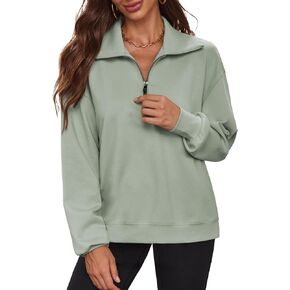 BAISHENGGT Women's Sweatshirts Half Zip Long Sleeve Quarter Zipper Pullover Side Slit Fashion Clothing Fall Outfits in Kuwait