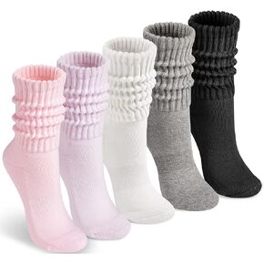 HONGTEYA Slouchy Crew Socks for Women Cozy Cotton Cushioned Boot Athletic Slouch Mid Calf Size 5-11 in Kuwait
