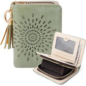 Genuine Leather RFID Blocking Small Wallet for Women Ultra Slim Bifold Card Holder with Zipper Coin Pocket Multiple Card Slots (03-purple) in Kuwait
