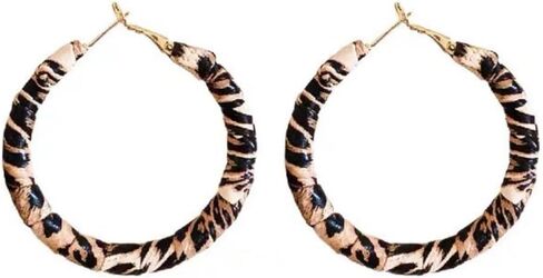 Gold Leopard Print Hoop Earrings for Women – Lightweight Statement Earrings, Gold-Plated with Sterling Silver Posts in Saudi Arabia