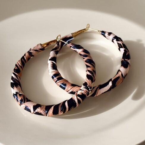 Gold Leopard Print Hoop Earrings for Women – Lightweight Statement Earrings, Gold-Plated with Sterling Silver Posts in Saudi Arabia