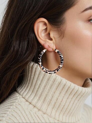 Gold Leopard Print Hoop Earrings for Women – Lightweight Statement Earrings, Gold-Plated with Sterling Silver Posts in Saudi Arabia