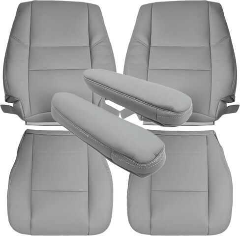 Priprilod Microfiber Leather Gray Driver & Passenger Side Bottom & Top Lean Back Replacement Seat Cover Fit for Toyota Sequoia 2000 2001 2002 2003 2004 2005 2006 2007 Fit for Tundra 2000-2004 in Saudi Arabia