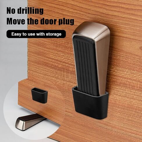 Rubber Door Stops, Heavy Duty Door Stop Wedge with Storage Holder, Anti-Scratch/Rust Wedge Stopper for Bottom of Doors, Floor-Protectivefor Home Office School (Gold) in Kuwait