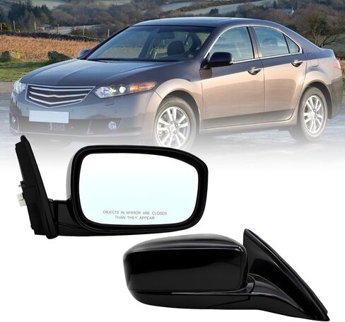 مجموعة مرآة جانبية للراكب الأيمن متوافقة مع مرآة الباب الجانبية Accord 2003-2007 قابلة للطي يدويًا وزجاج الطاقة HO1321152 76200-SDA-A13ZA أسود لامع (3 دبابيس) in Saudi Arabia