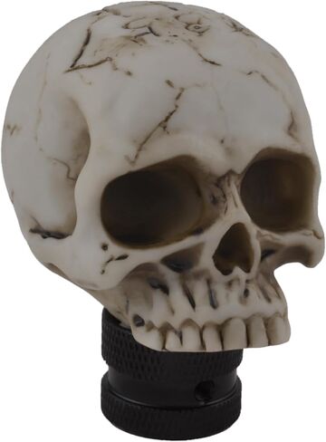 Lunsom 5 Speed Shift Knob, Skull Resin Gear Shifter Handle Car Shifting Stick Fit Most Manual Transmission Vehicles,Off-White Gray in Saudi Arabia