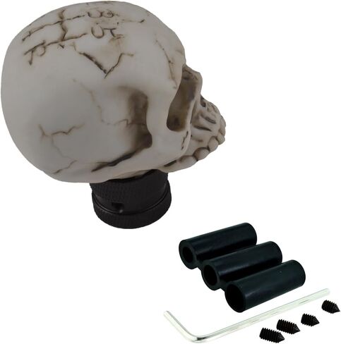 Lunsom 5 Speed Shift Knob, Skull Resin Gear Shifter Handle Car Shifting Stick Fit Most Manual Transmission Vehicles,Off-White Gray in Saudi Arabia