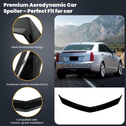 Rear Spoiler Wing for Cadillac ATS 2013-2019 4-Door Sedan, V Type Gloss Black Auto Exterio ABS Tail Trunk Lip Spoiler Wing Aerodynamic Styling in Saudi Arabia