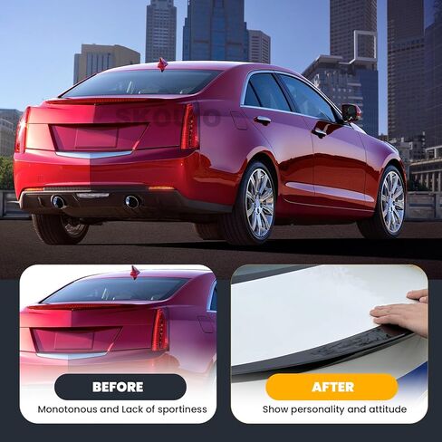 Rear Spoiler Wing for Cadillac ATS 2013-2019 4-Door Sedan, V Type Gloss Black Auto Exterio ABS Tail Trunk Lip Spoiler Wing Aerodynamic Styling in Saudi Arabia