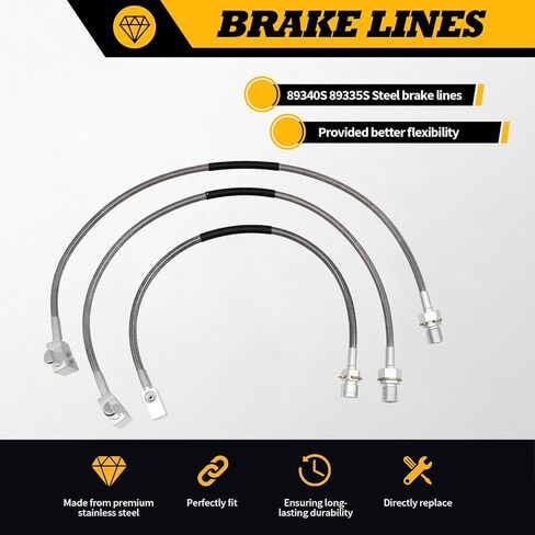 3PCS Front and Rear Brake Lines 89340S 89335S, Extended Stainless Steel Brake Lines Compatible with Blazer K5 Suburban Jimmy 1971-1991 in Saudi Arabia