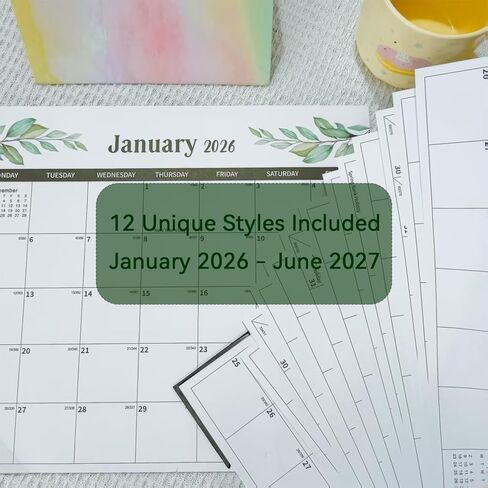 2026 Magnetic Calendar for Refrigerator with 12 Markers, Monthly Planner, Refrigerator Organization, Greenery Design Magnetic Refrigerator Calendar in Saudi Arabia