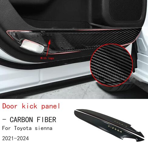 GZBFTDH لملحقات Toyota Sienna لوحات حماية لوحة باب السيارة، أغطية من الفولاذ المقاوم للصدأ قطعتين 2021 2022 2023 2024 (ألياف الكربون) in Saudi Arabia