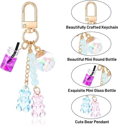 Sibba Cute Resin Bear Keychain Set Colorful Rainbow Gummy Bear Key Pendants with Candy Charms Multi-Color Backpack Charms in Saudi Arabia