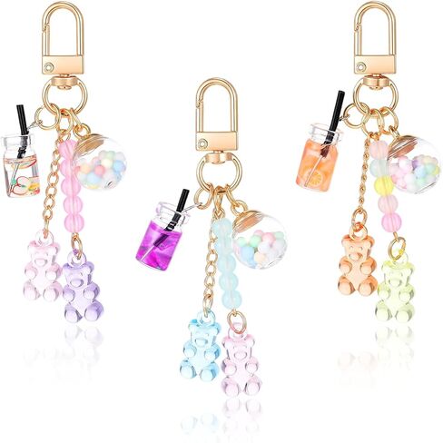 Sibba Cute Resin Bear Keychain Set Colorful Rainbow Gummy Bear Key Pendants with Candy Charms Multi-Color Backpack Charms in Saudi Arabia