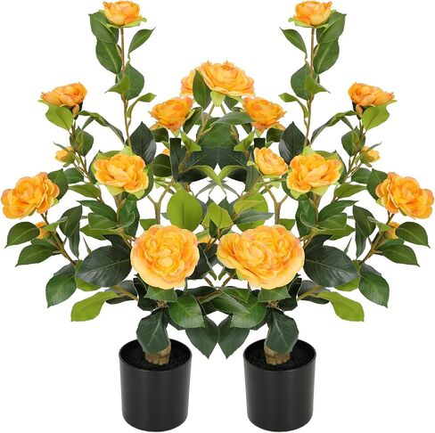 Nafresh 3FT المورقة شجرة الكاميليا الوردية الاصطناعية في الهواء الطلق 2 حزمة، 36 بوصة نبات الكاميليا فو، شجرة زهور الكاميليا وهمية للداخلية في الهواء الطلق غرفة المعيشة المنزل الفناء الباب الأمامي ديكور الحديقة in Kuwait