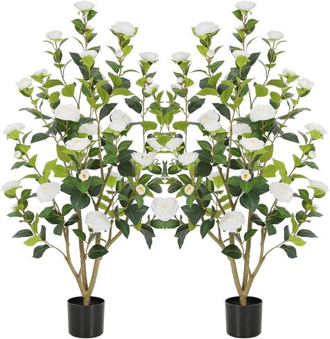 Nafresh 3FT Lush Artificial Pink Camellia Tree Outdoor 2 Pack, 36inch Faux Camellia Plant, Fake Camellia Flowers Tree for Indoor Outdoor Living Room Home Patio Front Door Garden Decor in Saudi Arabia