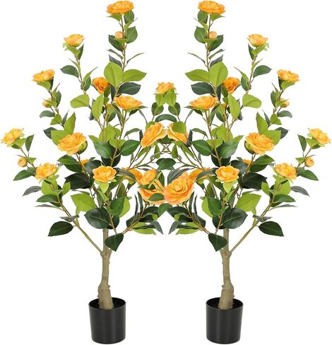 Nafresh 3FT Lush Artificial Pink Camellia Tree Outdoor 2 Pack, 36inch Faux Camellia Plant, Fake Camellia Flowers Tree for Indoor Outdoor Living Room Home Patio Front Door Garden Decor in Saudi Arabia