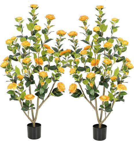 Nafresh 3FT Lush Artificial Pink Camellia Tree Outdoor 2 Pack, 36inch Faux Camellia Plant, Fake Camellia Flowers Tree for Indoor Outdoor Living Room Home Patio Front Door Garden Decor in Saudi Arabia
