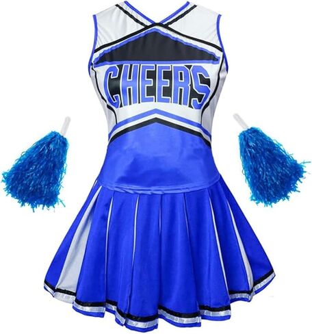 Cheerleading Costume for Women Classic Adult Cheerleader Uniform Outfit 3PCS Set Halloween Cosplay in Saudi Arabia