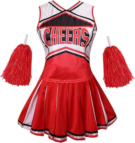 Cheerleading Costume for Women Classic Adult Cheerleader Uniform Outfit 3PCS Set Halloween Cosplay in Saudi Arabia