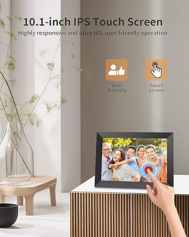 FRAMEO Digital Picture Frame Wi-Fi 10.1inch Smart Digital Photo Frame,Electronic Digital Picture Frames Load from Phone,1280x800 HD IPS Touch Screen-Slideshow/Wall Mount/Rotating-via Free Frameo APP in Kuwait