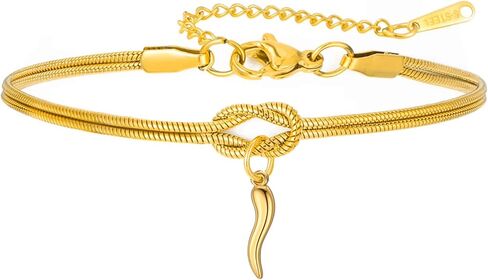 Dreamtimes Infinity Knot Bracelet Italian Horn Charm Bracelets for Women Men Adjustable Stainless Steel Lucky Protection Jewelry Gift in Saudi Arabia