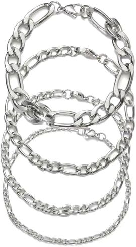 LZD Stainless Steel Figaro Chain Lobster Bracelet 7"-10" Unisex Men Women 3-12mm N70 in Kuwait