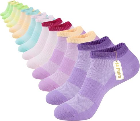 COOVAN 14 Pairs Womens Ankle Socks Low Cut Comfort Breathable Thin Socks for Women Size 9-11 in Saudi Arabia