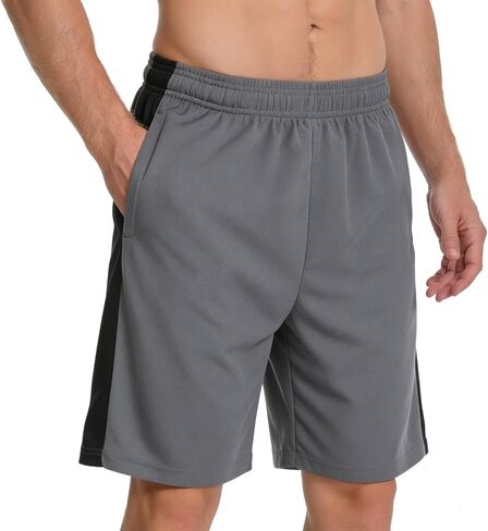 شورت رياضي للجري للرجال من HQUEC، سريع الجفاف، خفيف الوزن، شبكي للتمرين مع جيوب بسحاب، صالة الألعاب الرياضية وكرة السلة والتنس in Kuwait