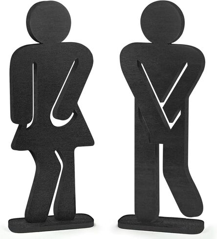 of Bathroom Shelf Decoration Signs Simple Gender Distinction Wooden Toilet Decorations Farmhouse Decor 2PCS in Kuwait