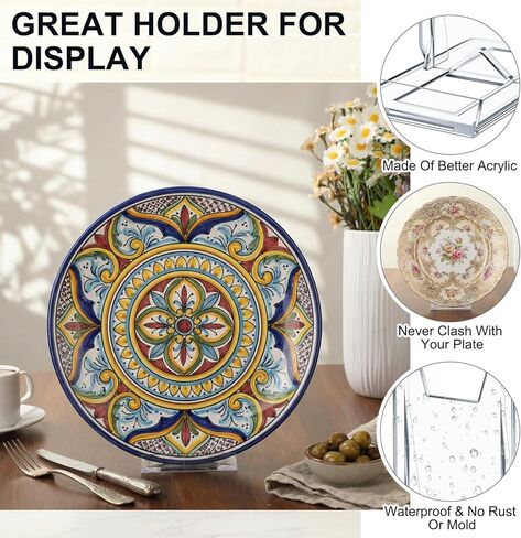 30 Pack 5.91 Inch Acrylic Adjustable Plate Stands for Display Large Clear Stand Holder Picture Plate Holder Clear Easels Stands to Display Pictures for Home Office Festival Party Decoration in Saudi Arabia