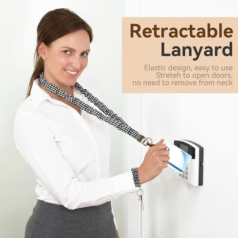 3 Set Stretchy Scrunchie Lanyards for ID Badges & Keys, Cute Retractable Teacher Neck Lanyards with 6 ID Badge Holders, Keychain Wristlets, Ideal for Women Nurse Cruise Ship in Kuwait