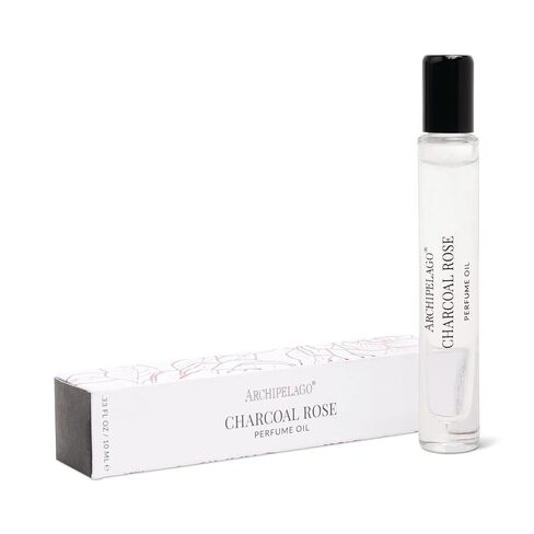 Archipelago Botanicals Charcoal Rose Perfume Oil Rollerball, Long-Lasting Eau de Toilette with Pressed Rose, Black Cassis & Smoky Charcoal Aroma, 0.33 fl oz in Kuwait