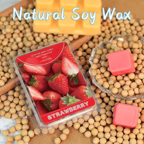 STRN Wax Melts, Soy Wax Cubes 6 Scents Mint, Watermelon, Mango, Passion Fruit, Pineapple & Strawberry, Summer Fruit Scented Long-Lasting Home Fragrance for Wax Warmers, Yoga, 1.25 OZ * 6 Packs in Kuwait
