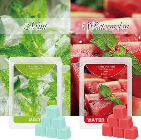 STRN Wax Melts, Soy Wax Cubes 6 Scents Mint, Watermelon, Mango, Passion Fruit, Pineapple & Strawberry, Summer Fruit Scented Long-Lasting Home Fragrance for Wax Warmers, Yoga, 1.25 OZ * 6 Packs in Kuwait