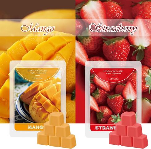 STRN Wax Melts, Soy Wax Cubes 6 Scents Mint, Watermelon, Mango, Passion Fruit, Pineapple & Strawberry, Summer Fruit Scented Long-Lasting Home Fragrance for Wax Warmers, Yoga, 1.25 OZ * 6 Packs in Kuwait