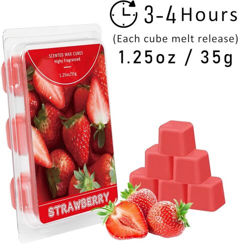 STRN Wax Melts, Soy Wax Cubes 6 Scents Mint, Watermelon, Mango, Passion Fruit, Pineapple & Strawberry, Summer Fruit Scented Long-Lasting Home Fragrance for Wax Warmers, Yoga, 1.25 OZ * 6 Packs in Kuwait