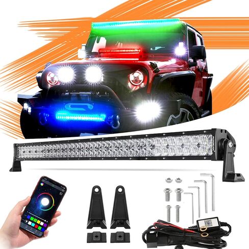 Auxbeam 42 Inch LED Light Bar RGBW Straight 5D 12V LED Light Bar for Truck, Bluetooth Control, Spot Flood Combo Light Bar Compatible with Chevy Toyota SUV Off Road in Saudi Arabia