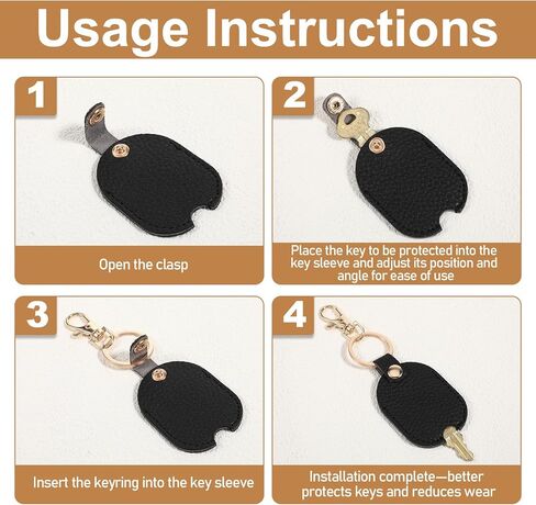 4 Pcs Leather Car Key Sleeves, Car Key Fob Cover, Replacement Leather Protector Auto House Covers for Cars Keys, Broken Keys Protector in Saudi Arabia