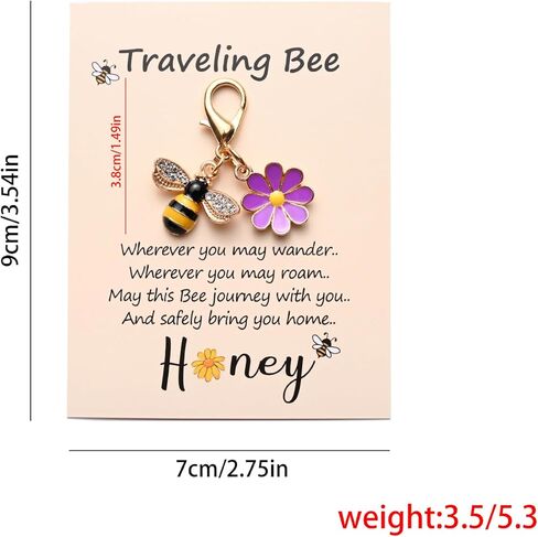 4-Piece Charming Bee & Flower Keychain Gift Set with Motivational Card & Creative Bag Hook in Saudi Arabia