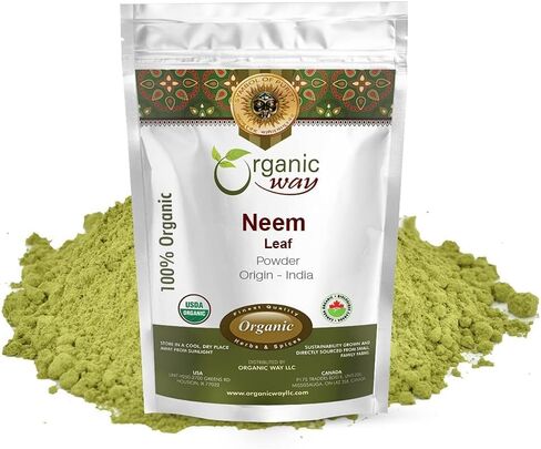 Organic Way Premium Grade Neem Leaf Powder (Azadirachta Indica) - Organic & Kosher Certified | Raw, Vegan, Non GMO & Gluten Free | USDA Certified | Origin - India (1 LBS / 16 Oz) in Saudi Arabia