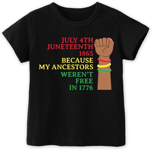 قميص Juneteenth للأطفال - قميص Juneteenth للأطفال الصغار، تي شيرت قصير الأكمام للأولاد والبنات، 2T-8T in Kuwait