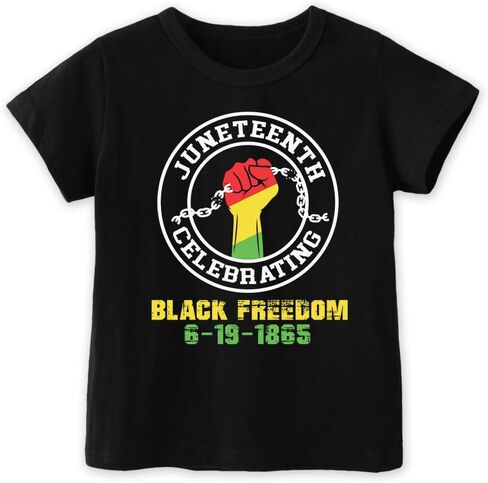 قميص Juneteenth للأطفال - قميص Juneteenth للأطفال الصغار، تي شيرت قصير الأكمام للأولاد والبنات، 2T-8T in Saudi Arabia