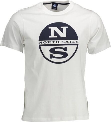 تي شيرت رجالي من NORTH SAILS بأكمام قصيرة من القطن ورقبة دائرية تي شيرت المادة 692792 S/S تي شيرت مع رسم، 0101 أبيض/بيانكو، متوسط in Saudi Arabia