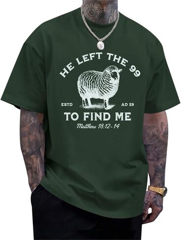 He Left The 99 to Find Me Shirt Men Christian Graphic T-Shirts Jesus God Faith Shirts Religious Bible Verse Tees Top in Kuwait
