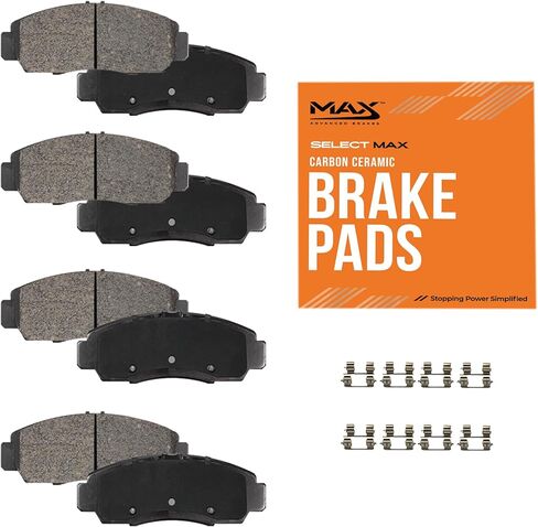 Max Advanced Brakes SelectMAX Front & Rear Brake Pads Set| Fits 2016-2019 Hyundai Sonata; 2017-2020 Kia Optima| Low-Dust & Quiet| Carbon Ceramic Brake Pad with Hardware| 8 Pcs in Kuwait