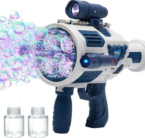 Bubble Guns Automatic with Build-in Bubble Solution (4.4 oz), 3 Fans Drive 6X Lens Bubble Blower Machine, Cool Favors for Summer Ourtdoor Party Birthday Wedding Toy in Saudi Arabia