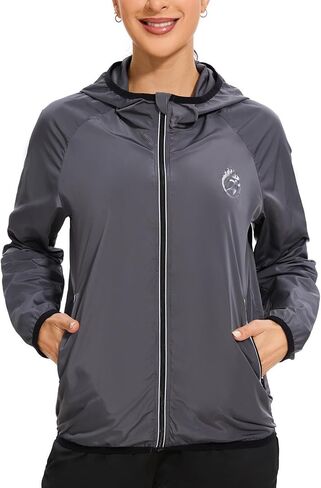 Women's Hooded Zipper Waterproof Windproof Rainproof Outdoor Sports Long-Sleeve Raincoat of Zipper Hood Grey in Saudi Arabia
